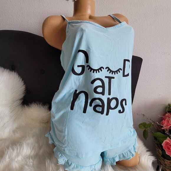 FRENCH AFFAIR 3 pc Pink-Blue pajama shorts, tank and robe Set NWT 909 - Picture 4 of 10